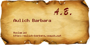Aulich Barbara névjegykártya